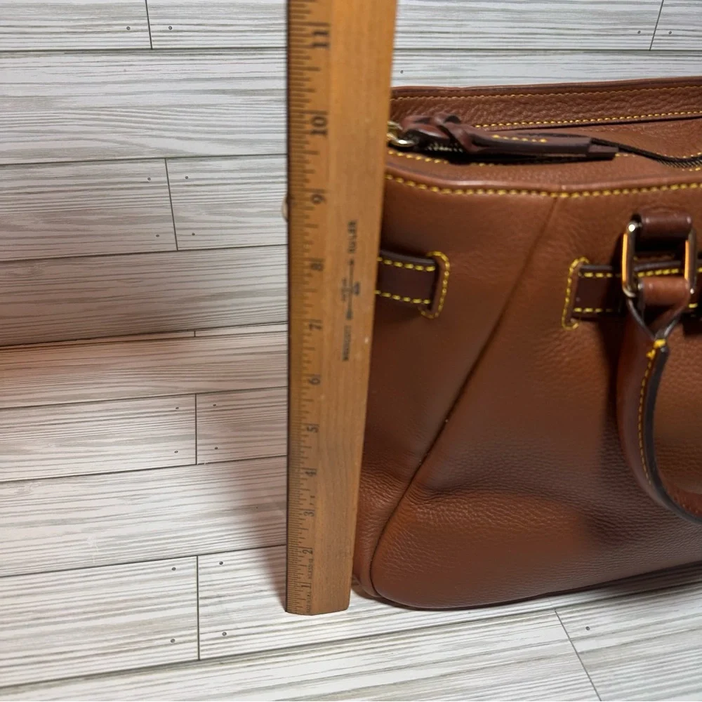 Dooney & Bourke Pebble Leather Satchel Shoulder Bag – Brown with Lock Detail - Picture 14 of 15